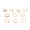 10-Piece Ring Star Moon Love Pearl Leaf - one package valentines Gift