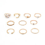 10-Piece Ring Star Moon Love Pearl Leaf - one package valentines Gift