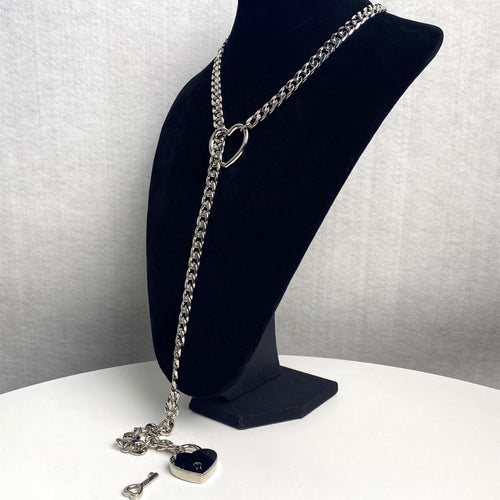 Chain Necklace Heart Adjustable Heart Shaped Lock Core With Key 2026
